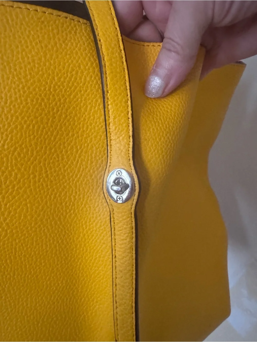 Coach Mustard Yellow Pebbled Leather Tote Bag Purse Large